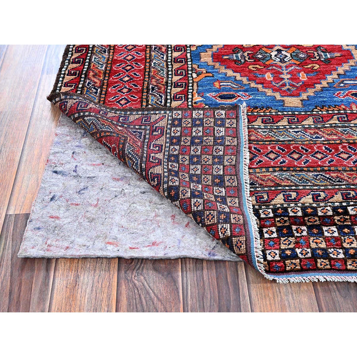 6'1" x 8'6" New Hand Knotted Blue Wool Rectangle Oriental Rug - MOA102577