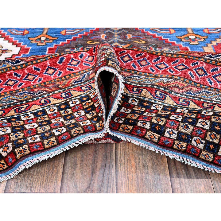 6'1" x 8'6" New Hand Knotted Blue Wool Rectangle Oriental Rug - MOA102577