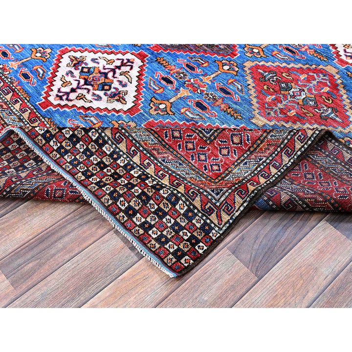 6'1" x 8'6" New Hand Knotted Blue Wool Rectangle Oriental Rug - MOA102577