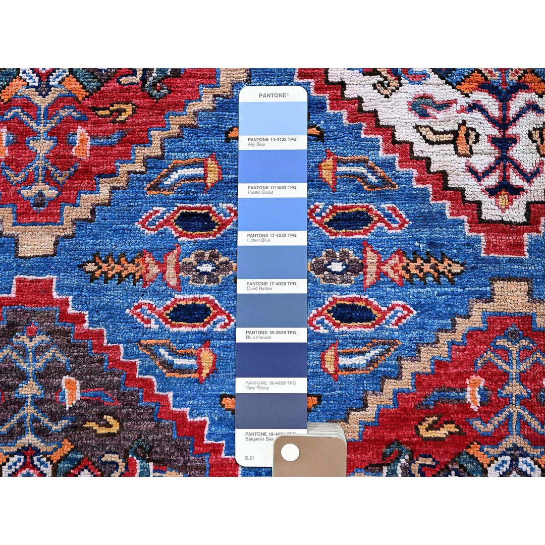 6'1" x 8'6" New Hand Knotted Blue Wool Rectangle Oriental Rug - MOA102577