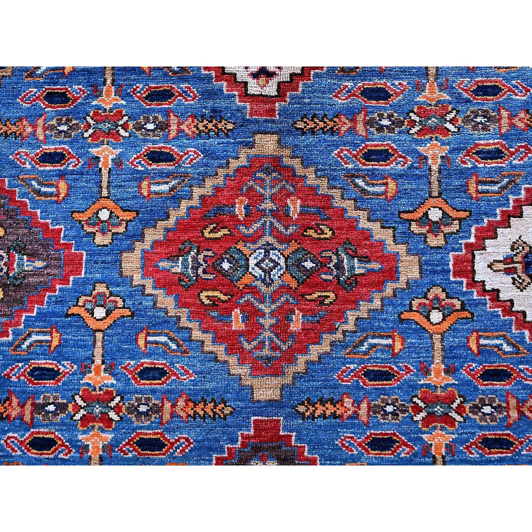 6'1" x 8'6" New Hand Knotted Blue Wool Rectangle Oriental Rug - MOA102577