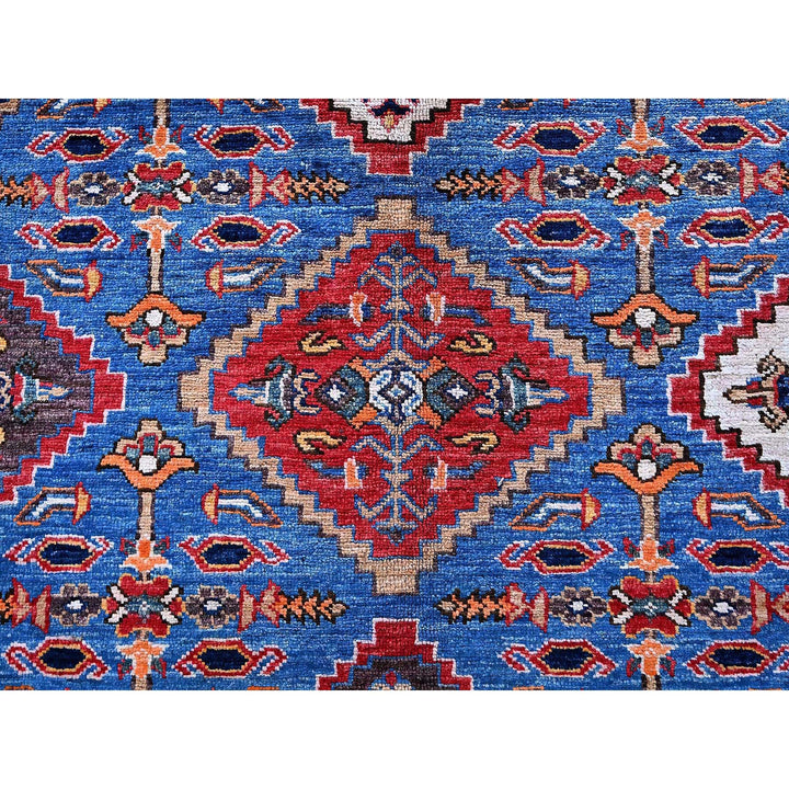 6'1" x 8'6" New Hand Knotted Blue Wool Rectangle Oriental Rug - MOA102577