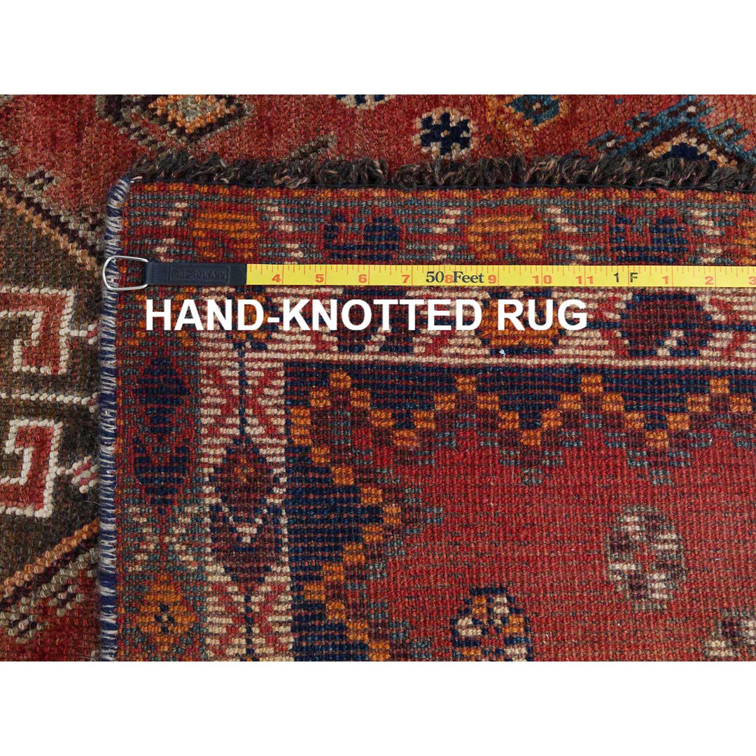 4'5" x 6'9" Vintage Hand Knotted Red Wool Rectangle Oriental Rug - MOA10257829