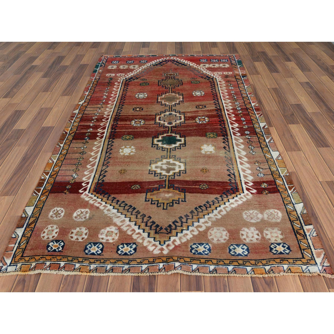 4'6" x 7'8" Vintage Hand Knotted Brown Wool Rectangle Oriental Rug - MOA10257856