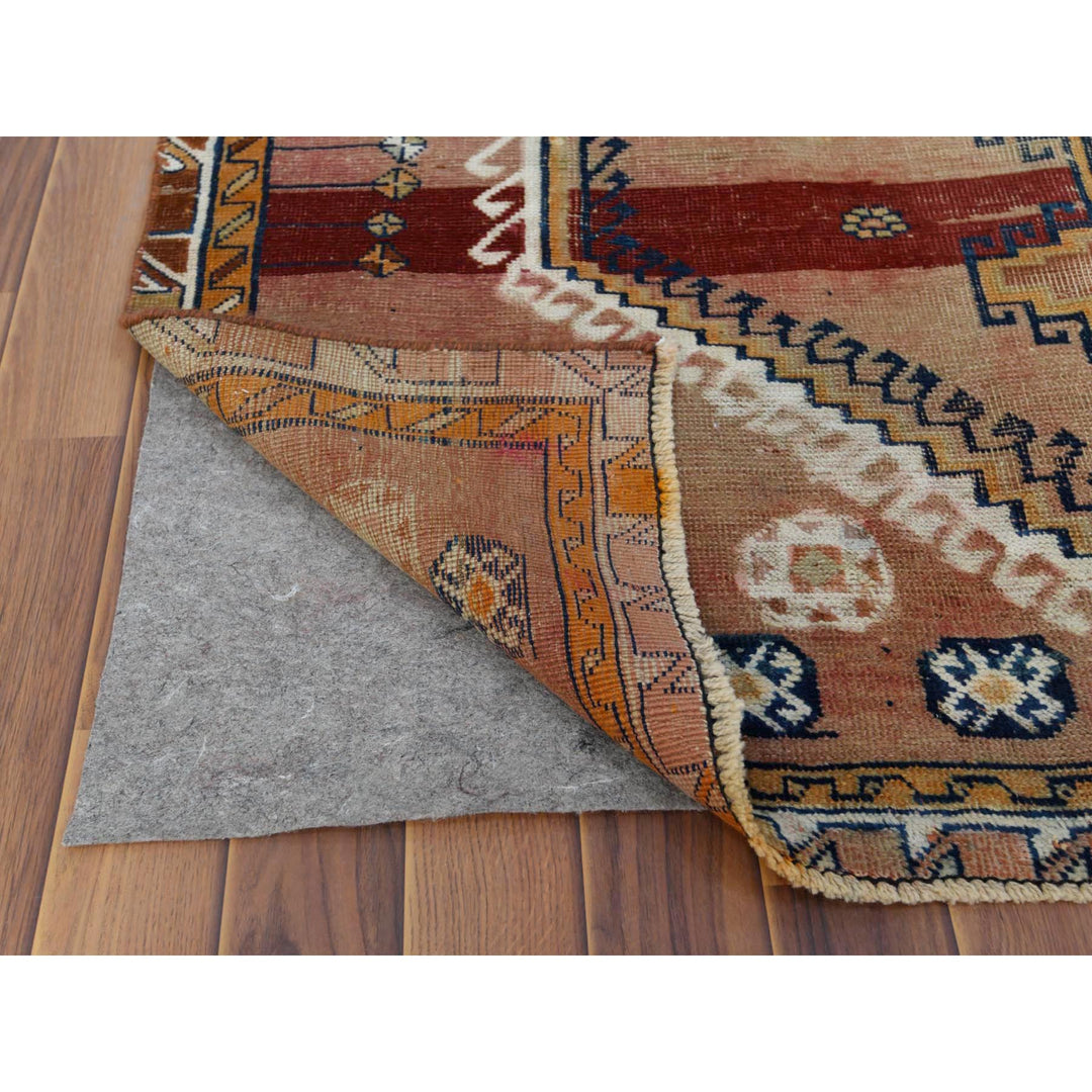 4'6" x 7'8" Vintage Hand Knotted Brown Wool Rectangle Oriental Rug - MOA10257856