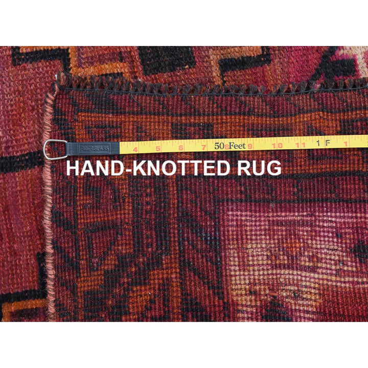 4'9" x 10'5" Vintage Hand Knotted Red Wool Runner Oriental Rug - MOA10257864