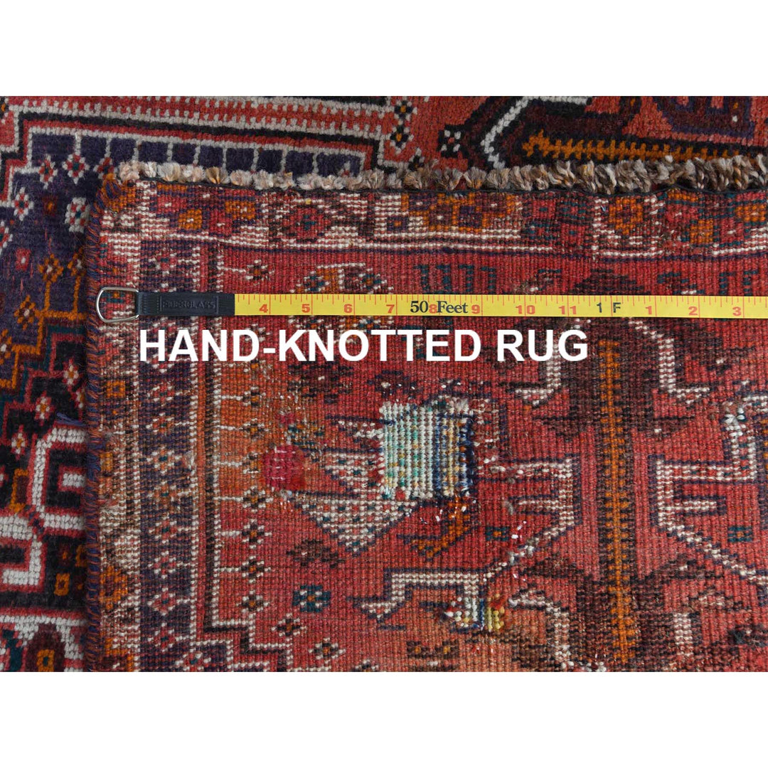 4'6" x 7'2" Vintage Hand Knotted Red Wool Rectangle Oriental Rug - MOA10257866