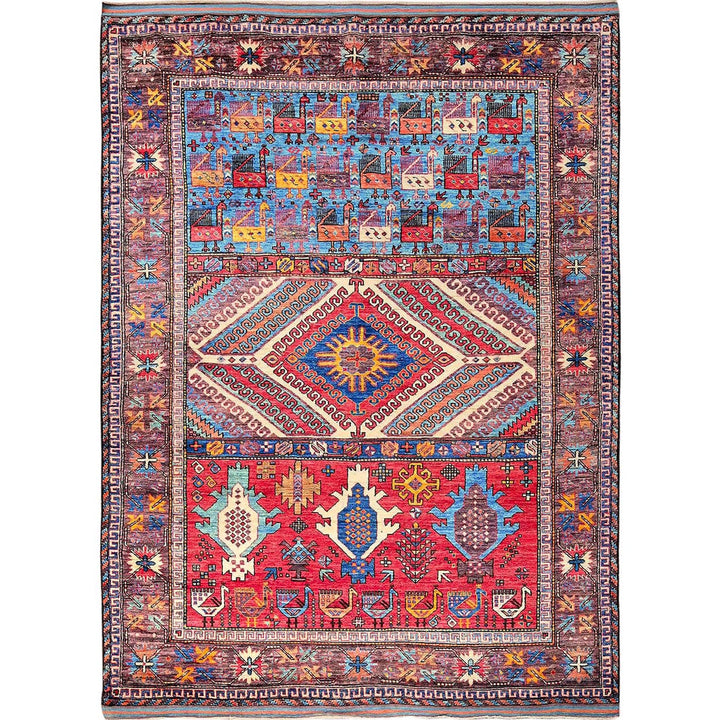 6'2" x 8'3" New Hand Knotted Multicolored Wool Rectangle Oriental Rug - MOA102578