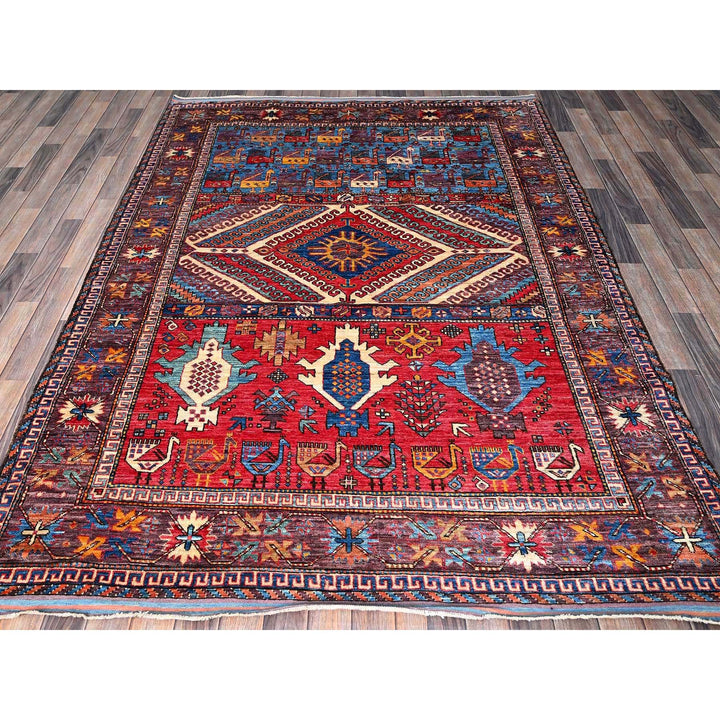 6'2" x 8'3" New Hand Knotted Multicolored Wool Rectangle Oriental Rug - MOA102578