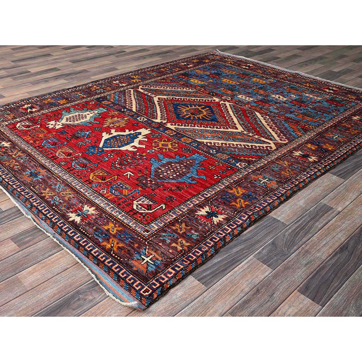 6'2" x 8'3" New Hand Knotted Multicolored Wool Rectangle Oriental Rug - MOA102578