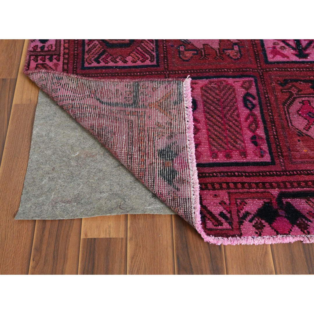 4'0" x 6'10" Vintage Hand Knotted Red Wool Rectangle Oriental Rug - MOA10257966