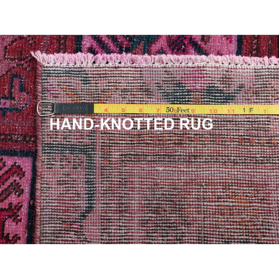 4'0" x 6'10" Vintage Hand Knotted Red Wool Rectangle Oriental Rug - MOA10257966