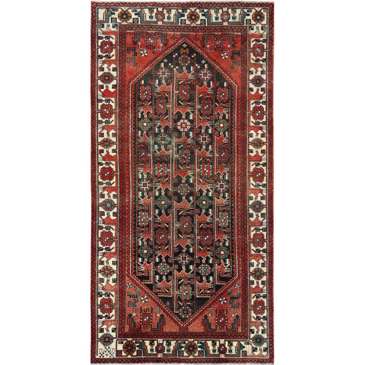 5'0" x 9'10" Vintage Hand Knotted Red Wool Runner Oriental Rug - MOA10257980