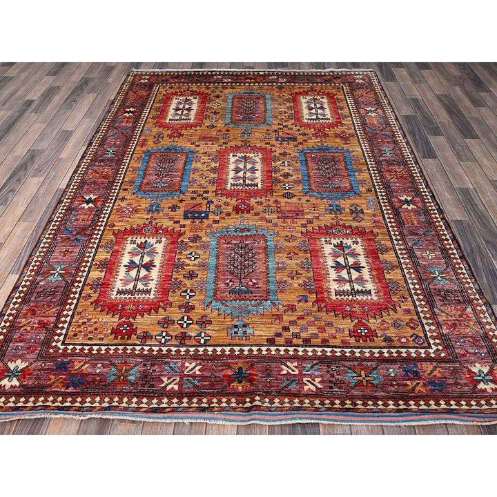 6'0" x 8'6" New Hand Knotted Brown Wool Rectangle Oriental Rug - MOA102579