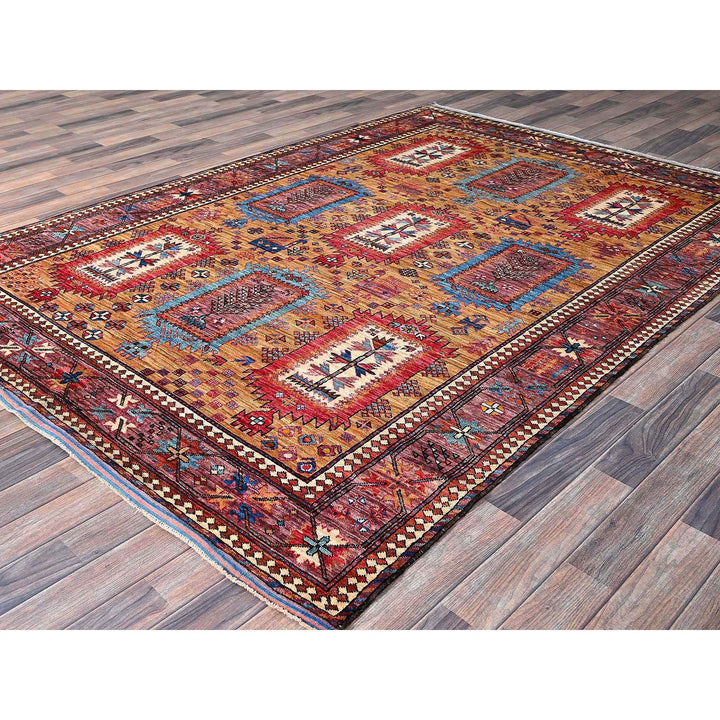 6'0" x 8'6" New Hand Knotted Brown Wool Rectangle Oriental Rug - MOA102579