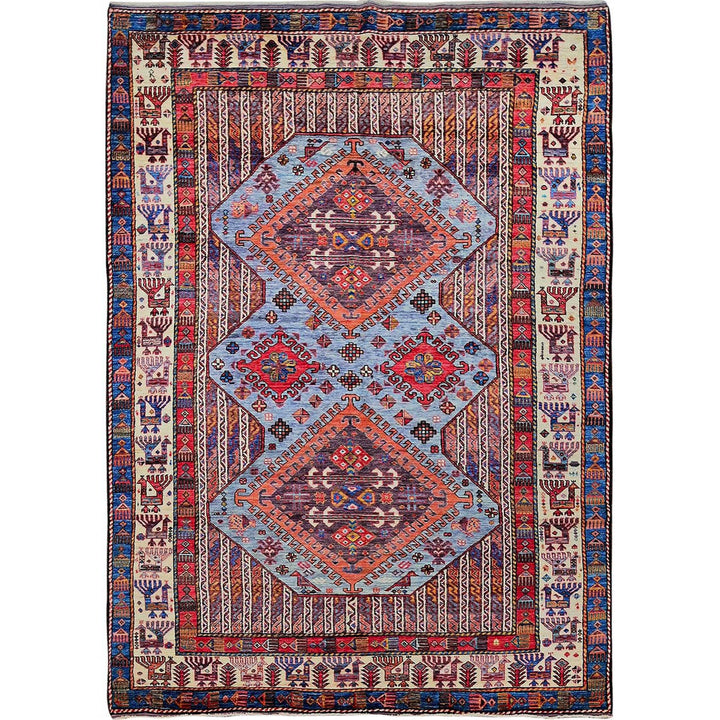 6'1" x 8'4" New Hand Knotted Purple Wool Rectangle Oriental Rug - MOA102580