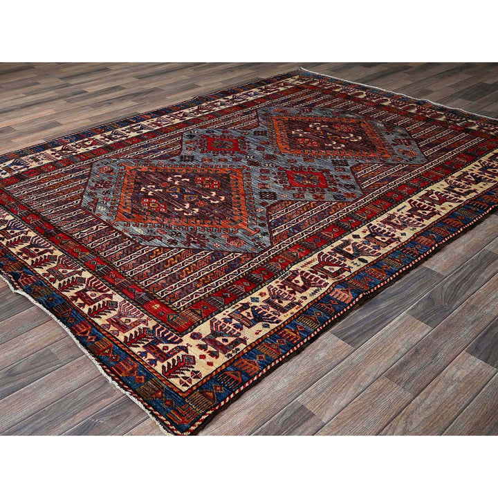 6'1" x 8'4" New Hand Knotted Purple Wool Rectangle Oriental Rug - MOA102580