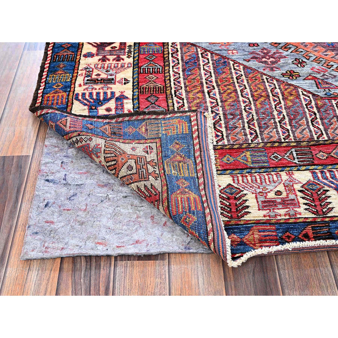 6'1" x 8'4" New Hand Knotted Purple Wool Rectangle Oriental Rug - MOA102580