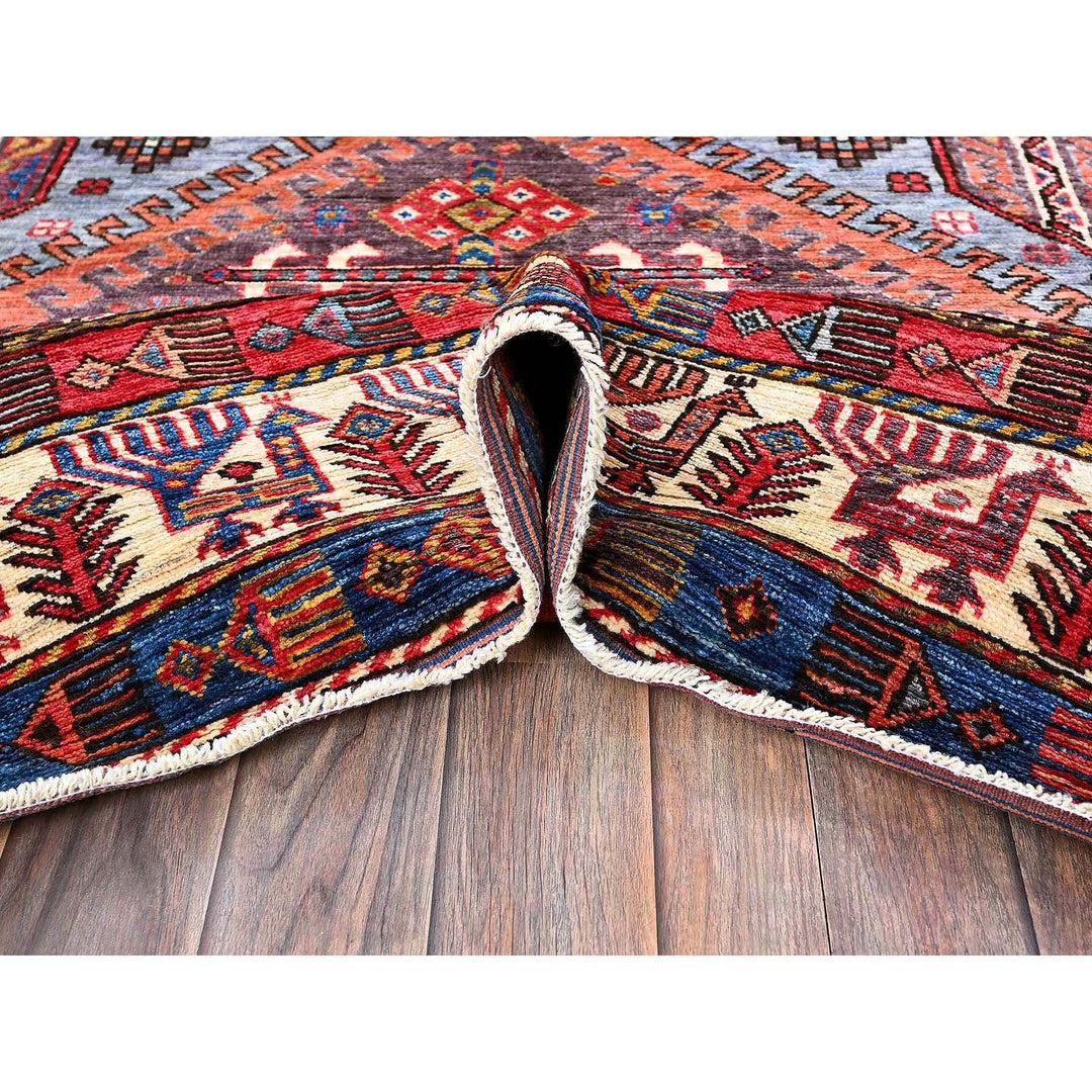 6'1" x 8'4" New Hand Knotted Purple Wool Rectangle Oriental Rug - MOA102580