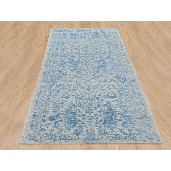 2'5" x 8'0" New Hand Loomed Blue Cotton Runner Oriental Rug - MOA10258116