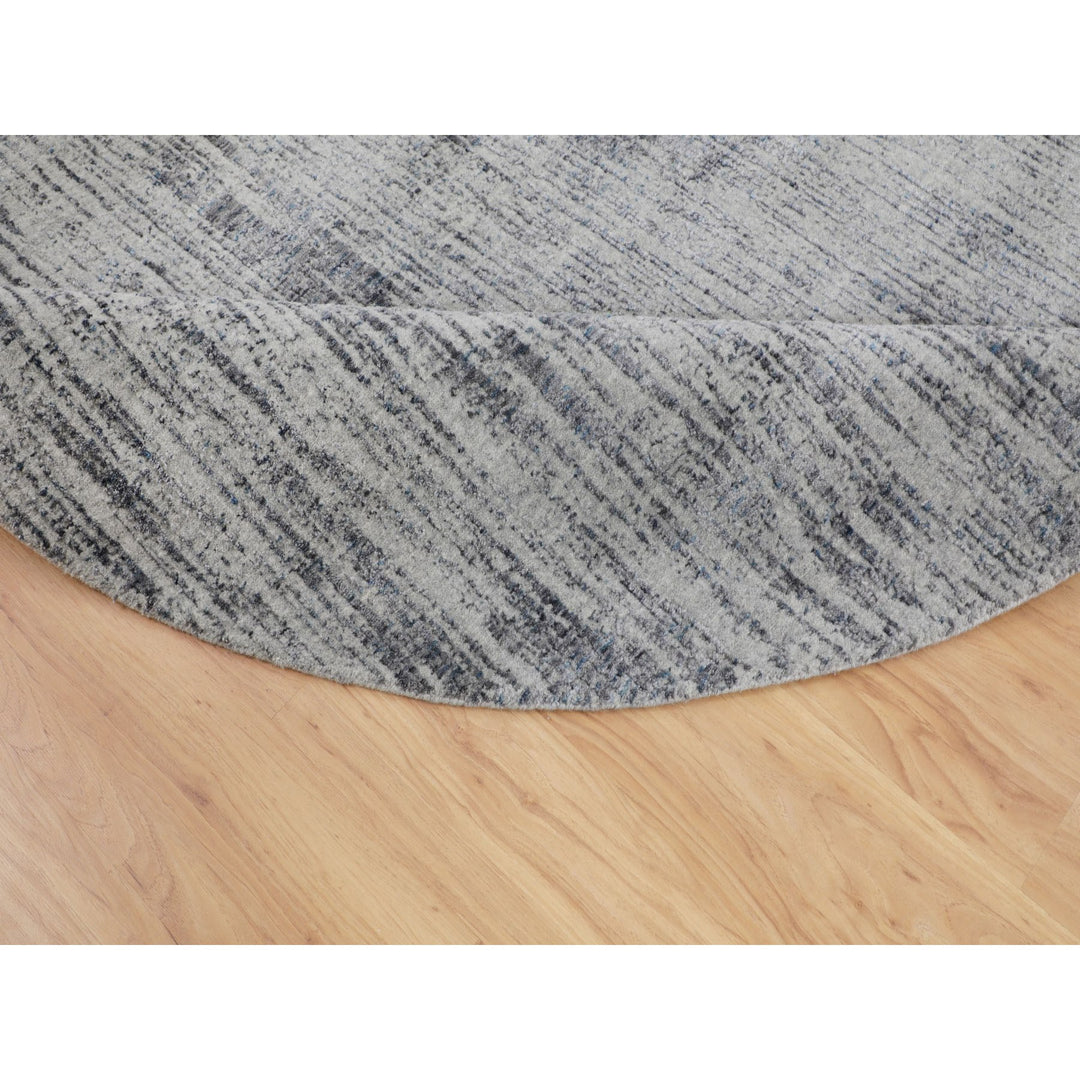 7'9" x 7'9" New Hand Loomed Grey Cotton Round Oriental Rug - MOA10258119