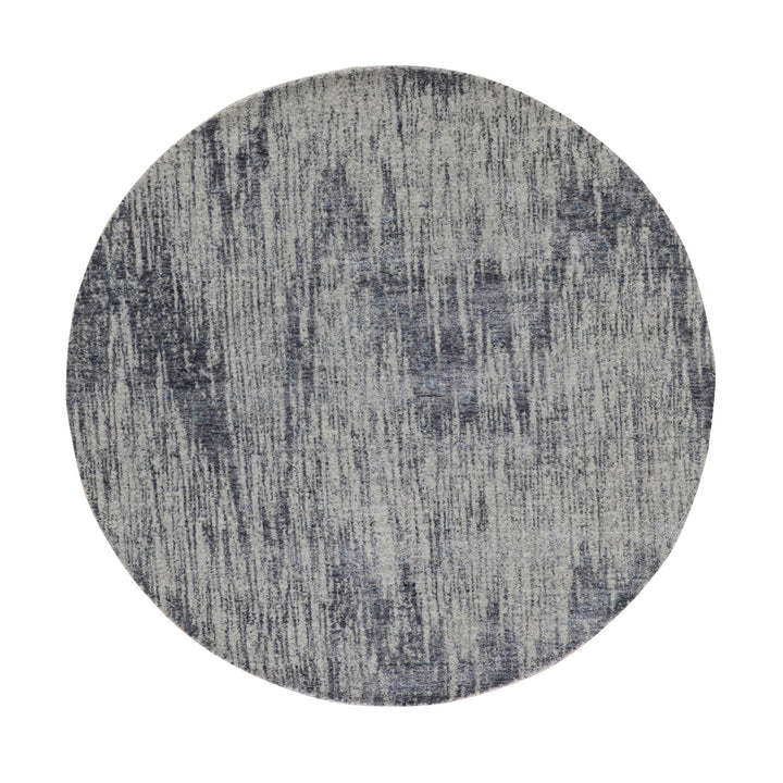 5'9" x 5'9" New Hand Loomed Grey Wool & Art Silk Round Oriental Rug - MOA10258122