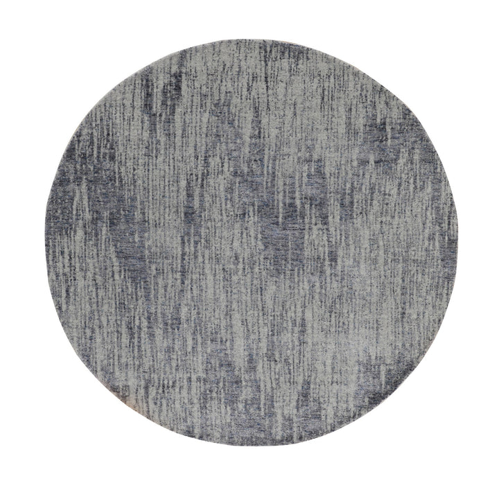 5'9" x 5'9" New Hand Loomed Grey Wool & Art Silk Round Oriental Rug - MOA10258124