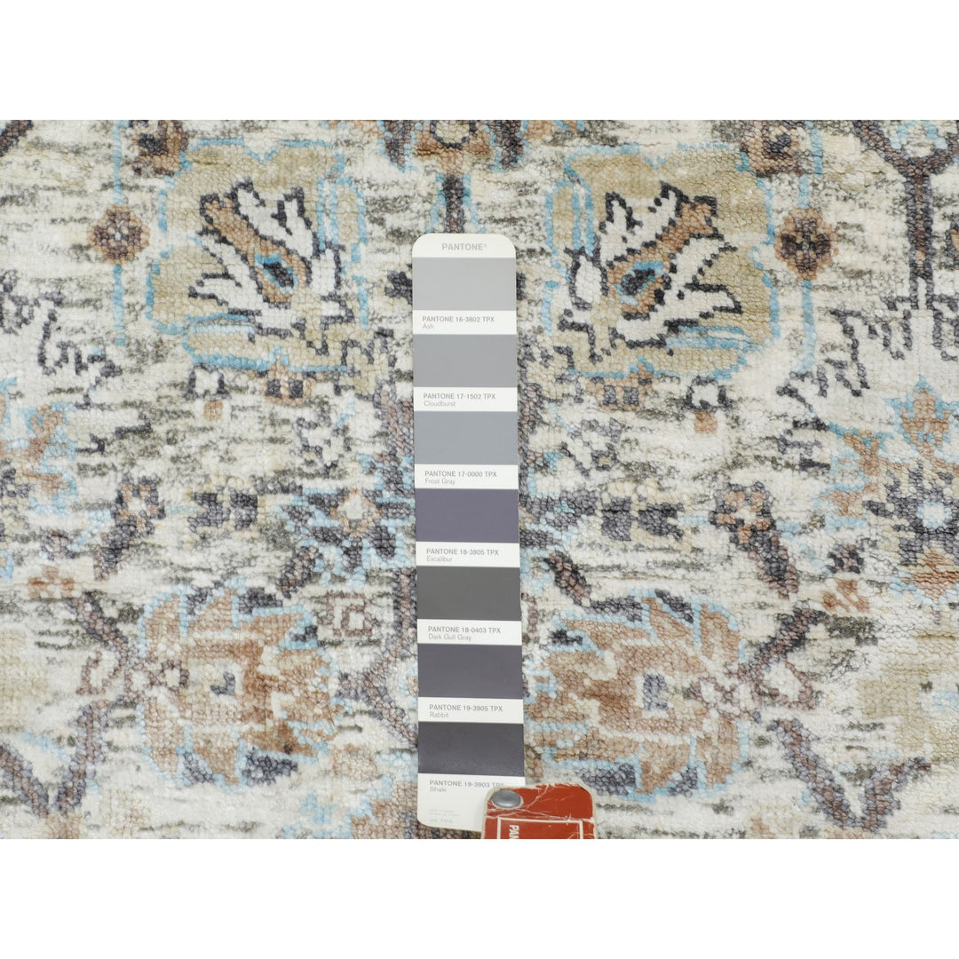 2'6" x 6'2" New Hand Knotted Ivory Wool & Silk Runner Oriental Rug - MOA10258150