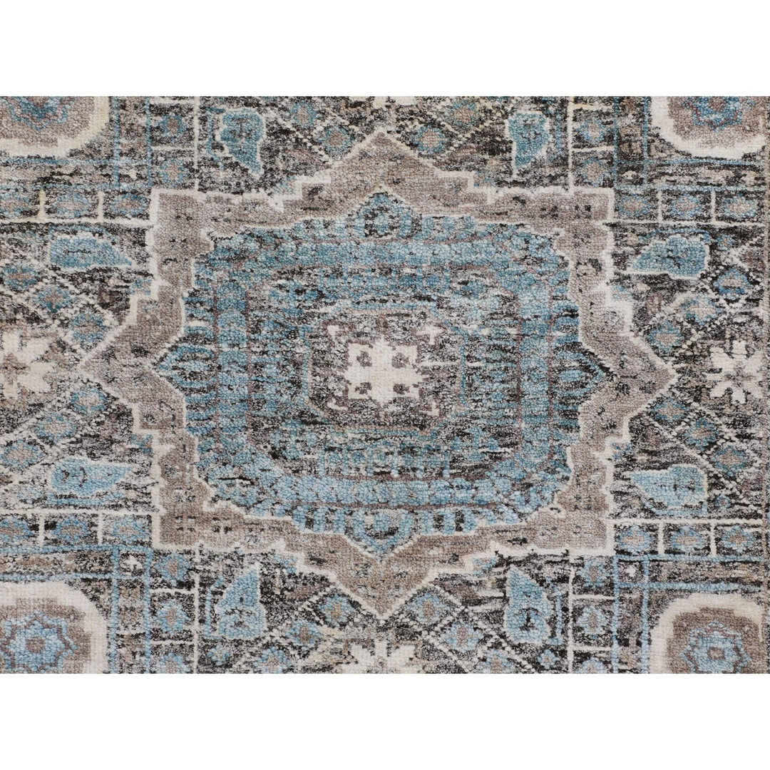 2'8" x 6'1" New Hand Knotted Blue Wool & Silk Runner Oriental Rug - MOA10258181