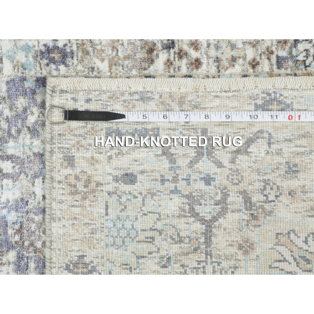 2'5" x 12'0" New Hand Knotted Ivory Wool & Silk Runner Oriental Rug - MOA10258197