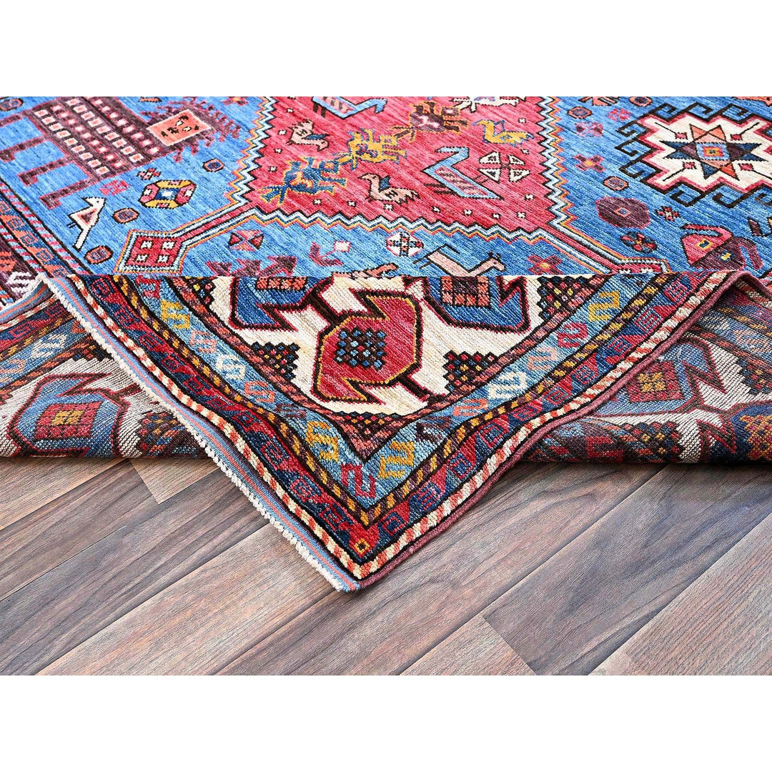 5'10" x 9'2" New Hand Knotted Blue Wool Rectangle Oriental Rug - MOA102581