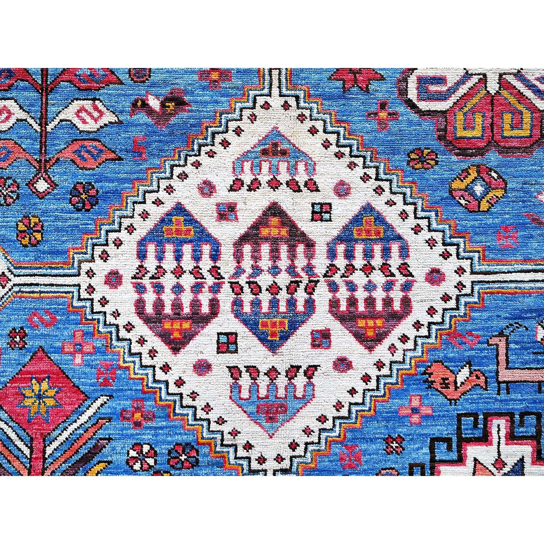 5'10" x 9'2" New Hand Knotted Blue Wool Rectangle Oriental Rug - MOA102581
