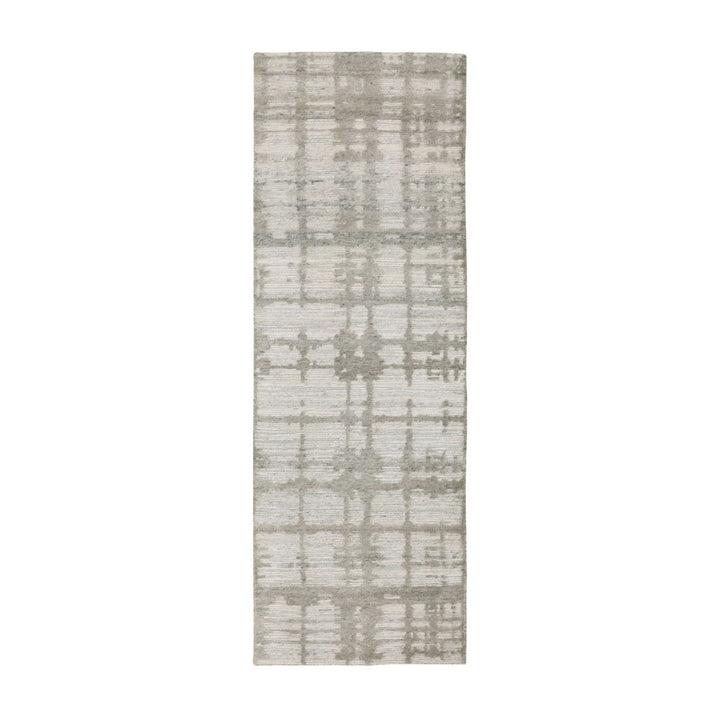 2'6" x 8'0" New Hand Knotted Grey Wool Runner Oriental Rug - MOA10258230