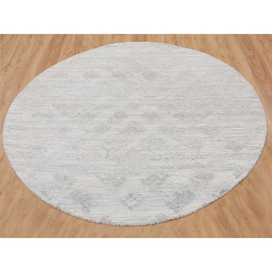 6'0" x 6'0" New Hand Knotted Ivory Wool Round Oriental Rug - MOA10258238