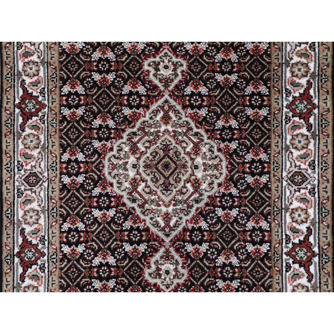 2'8" x 10'1" New Hand Knotted Black Wool Runner Oriental Rug - MOA10258296