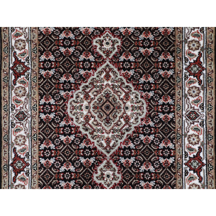 2'8" x 10'1" New Hand Knotted Black Wool Runner Oriental Rug - MOA10258296