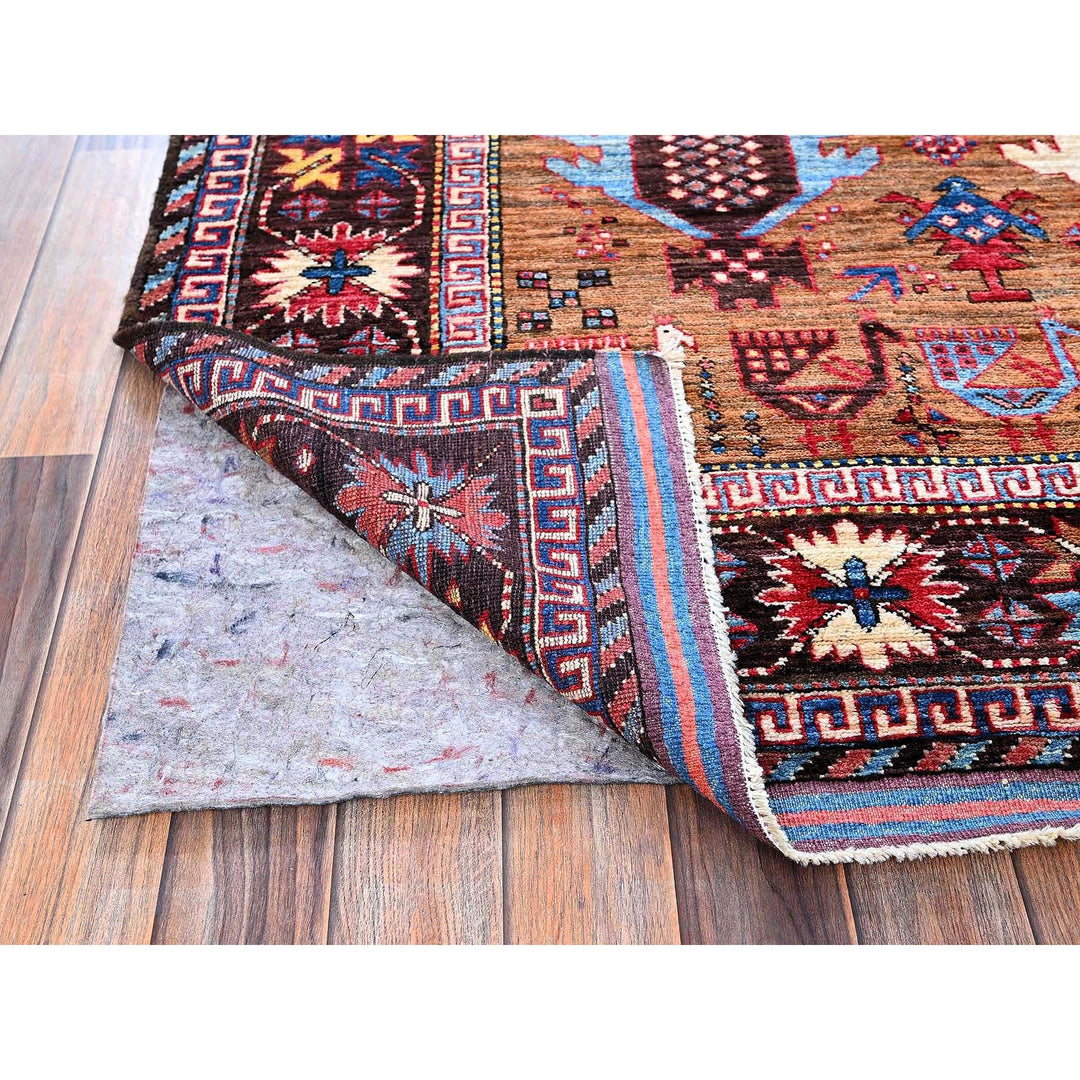 6'2" x 7'7" New Hand Knotted Multicolored Wool Rectangle Oriental Rug - MOA102582