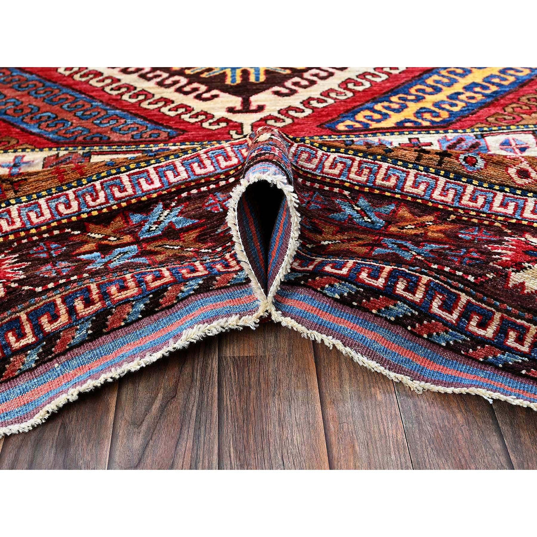 6'2" x 7'7" New Hand Knotted Multicolored Wool Rectangle Oriental Rug - MOA102582