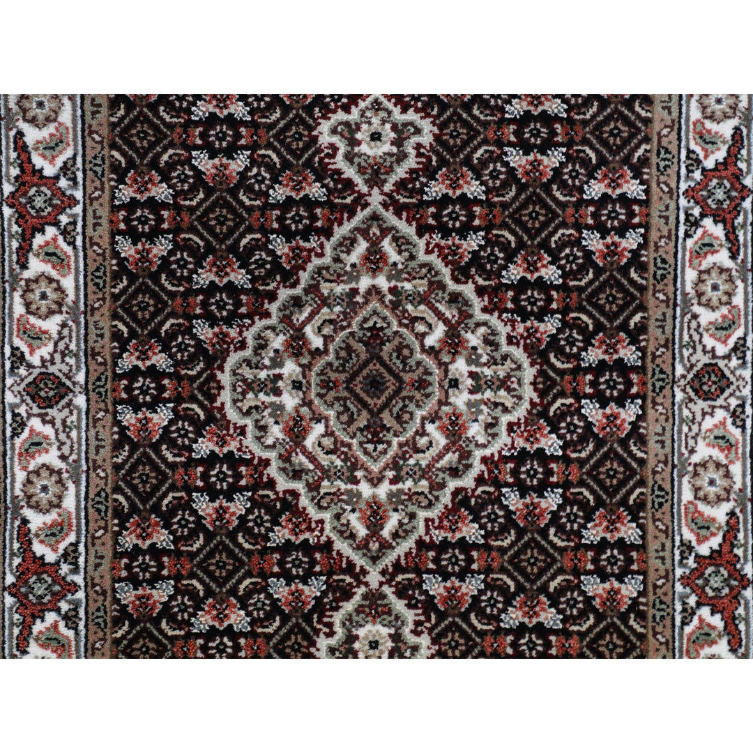 2'9" x 12'1" New Hand Knotted Black Cotton Runner Oriental Rug - MOA10258302