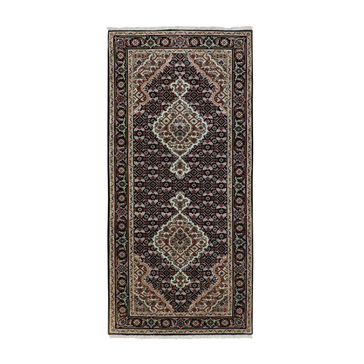 2'8" x 6'1" New Hand Knotted Black Wool Runner Oriental Rug - MOA10258306