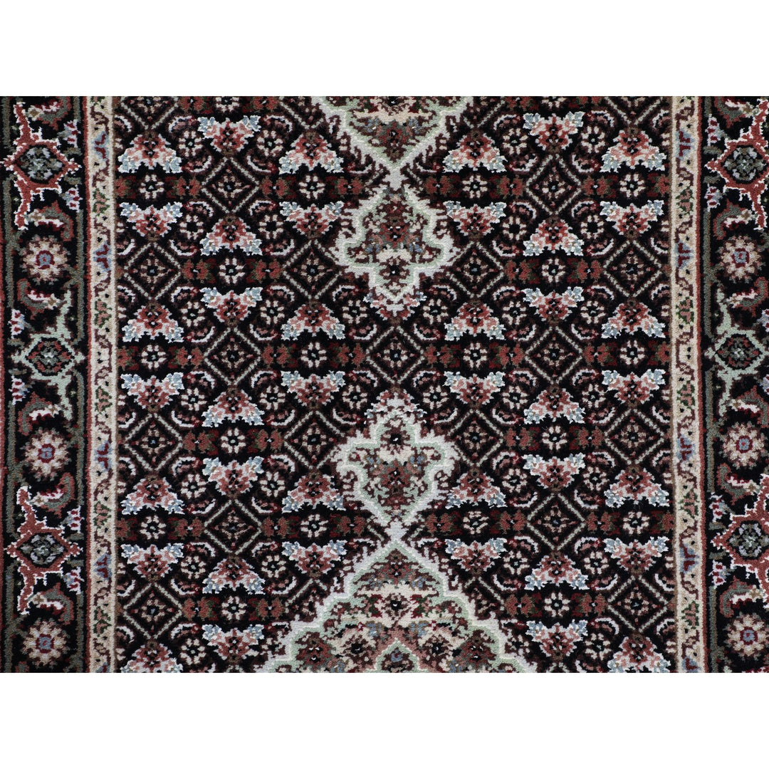 2'8" x 6'1" New Hand Knotted Black Wool Runner Oriental Rug - MOA10258306