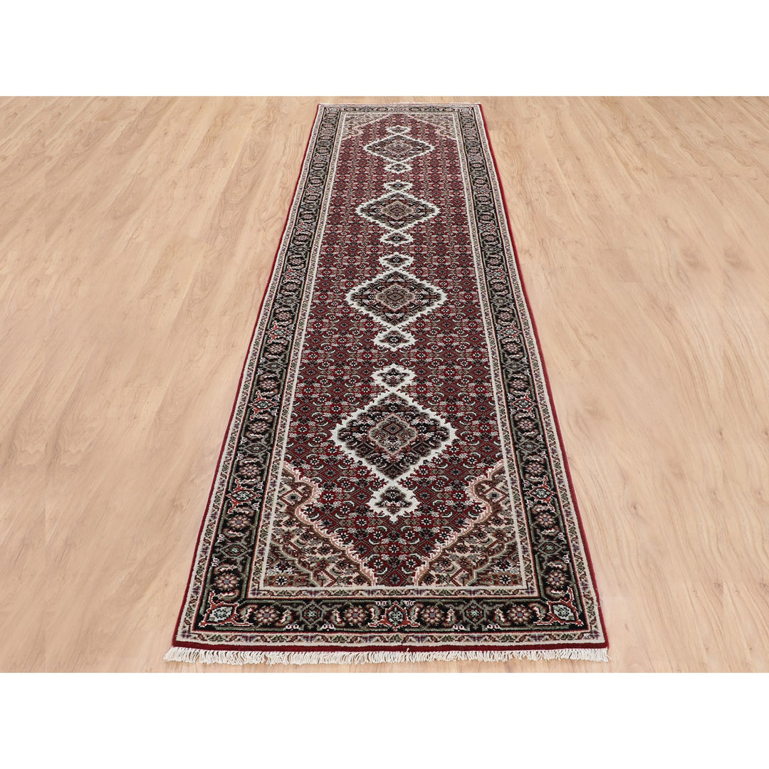 2'8" x 10'1" New Hand Knotted Red Wool Runner Oriental Rug - MOA10258319