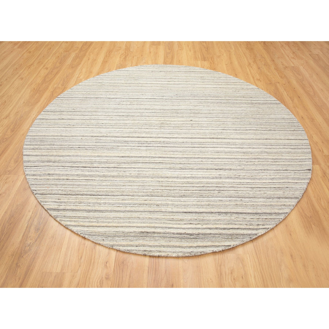 10'2" x 10'2" New Hand Loomed Beige Wool Round Oriental Rug - MOA10258378