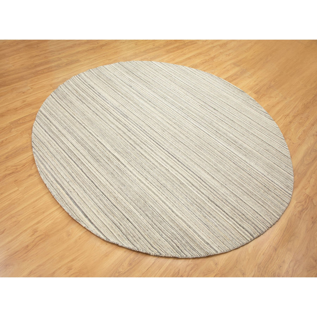 10'2" x 10'2" New Hand Loomed Beige Wool Round Oriental Rug - MOA10258378