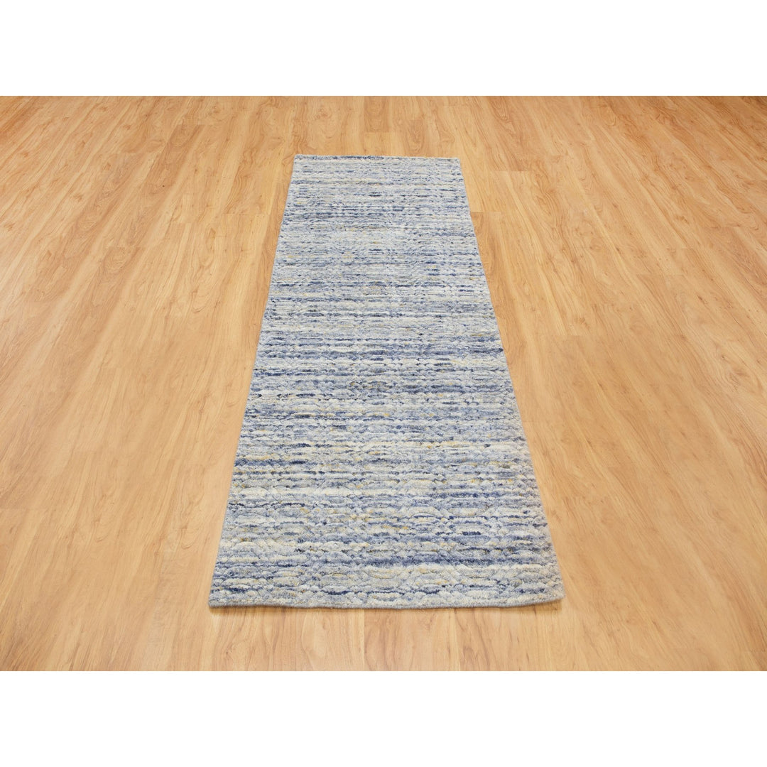 2'6" x 8'0" New Hand Loomed Grey Wool Runner Oriental Rug - MOA10258398