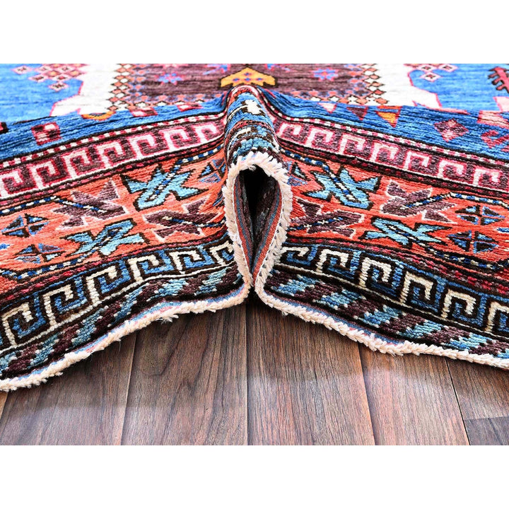 6'0" x 7'8" New Hand Knotted Blue Wool Rectangle Oriental Rug - MOA102583