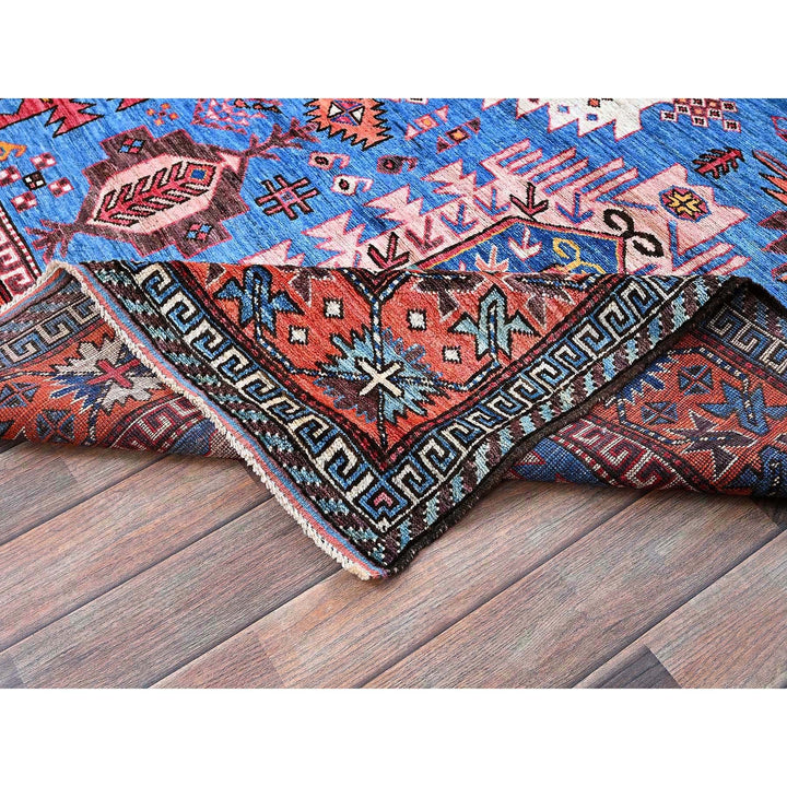 6'0" x 7'8" New Hand Knotted Blue Wool Rectangle Oriental Rug - MOA102583