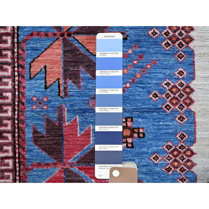 6'0" x 7'8" New Hand Knotted Blue Wool Rectangle Oriental Rug - MOA102583