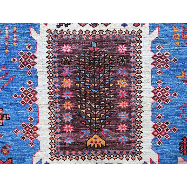 6'0" x 7'8" New Hand Knotted Blue Wool Rectangle Oriental Rug - MOA102583