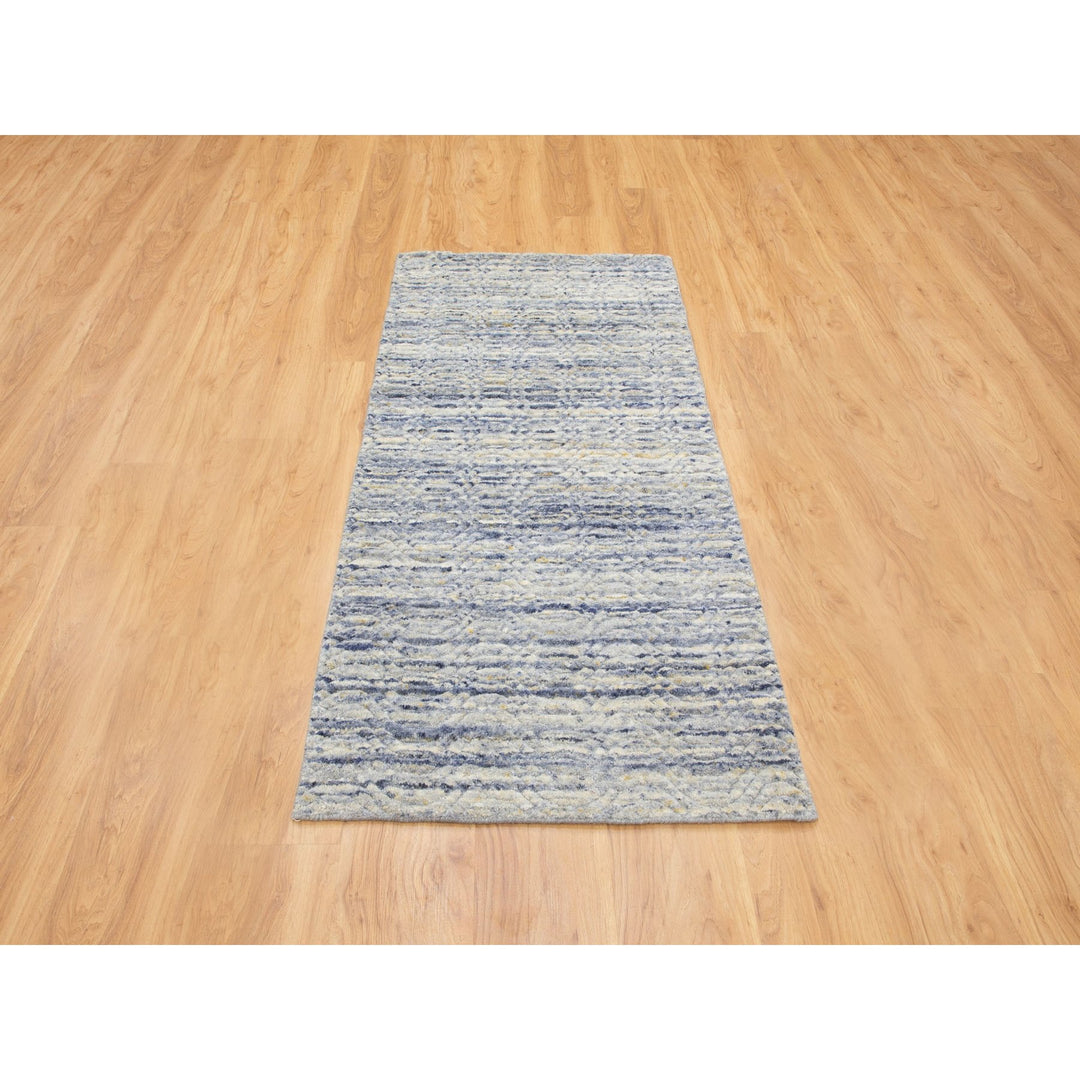 2'6" x 5'10" New Hand Loomed Grey Wool Runner Oriental Rug - MOA10258401